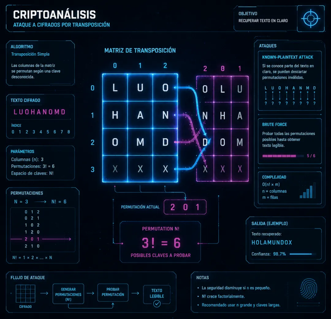 Decode Transposition: Ataque de Fuerza Bruta al Cifrado por Columnas